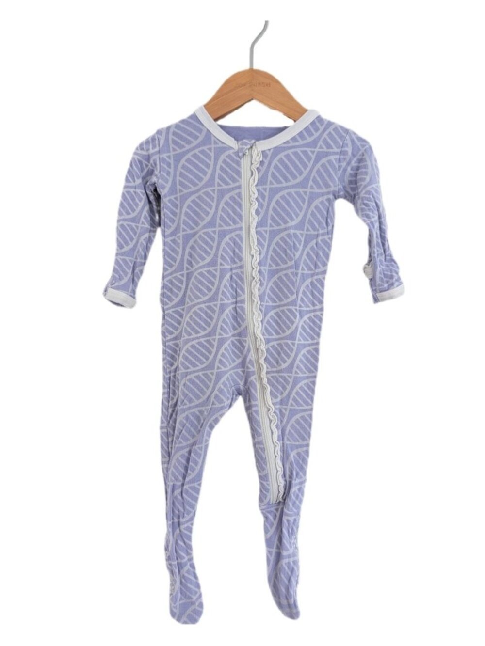 Kickee Pants Purple Geometric Leaf Bamboo Footed Sleeper 3-6m